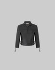 IAMXIAA Buckle-Neck Cropped Faux Leather Jacket
