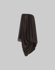 0122stepll Robe midi à manches drapées et épaules dénudées