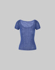 IAMXIAA Sheer Knit Scoop Neck Fitted Tee