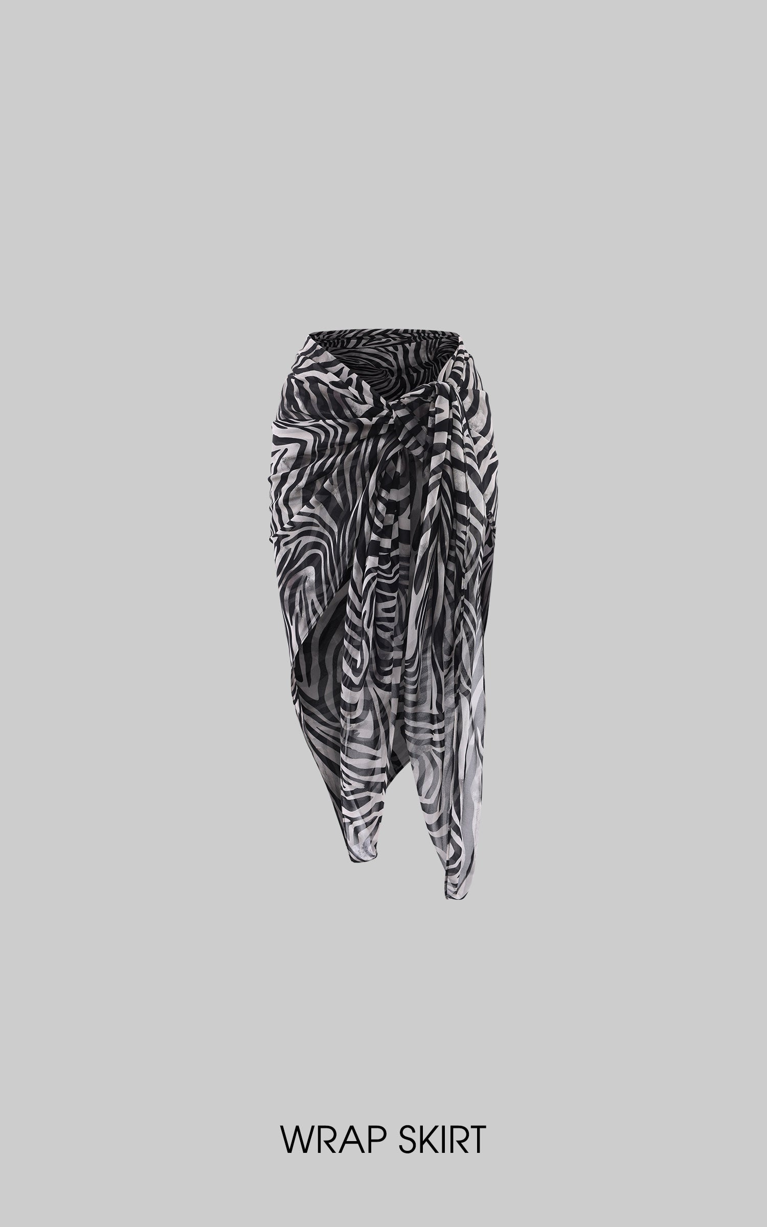 0122STEPLL Sheer Zebra Layered Low-Rise Maxi Skirt Three-Piece Set