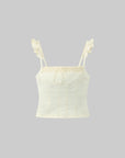 DreamyNerd Ruffle Strap Lace-Trimmed Corset Top - PINKPARKS