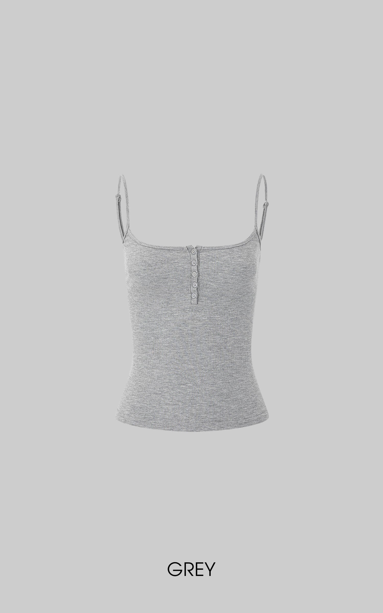 IAMXIAA Ribbed Button Fitted Camisole Top