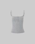 IAMXIAA Ribbed Button Fitted Camisole Top