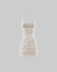 Hydrae Ivory Floral Lace Ruched Bodycon Camisole Mini Dress