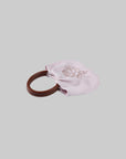 Hydrae Rhinestone Rose Satin Mini Handbag with Sculptural Wooden Ring Handles