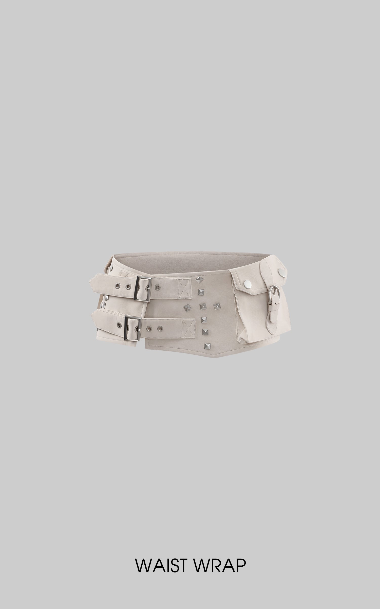 Rase le sol 스터드 더블 버클 허리 랩 반바지 세트