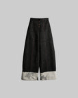 DOINDULGE Wide-Leg Textured Pants with Contrast Hem