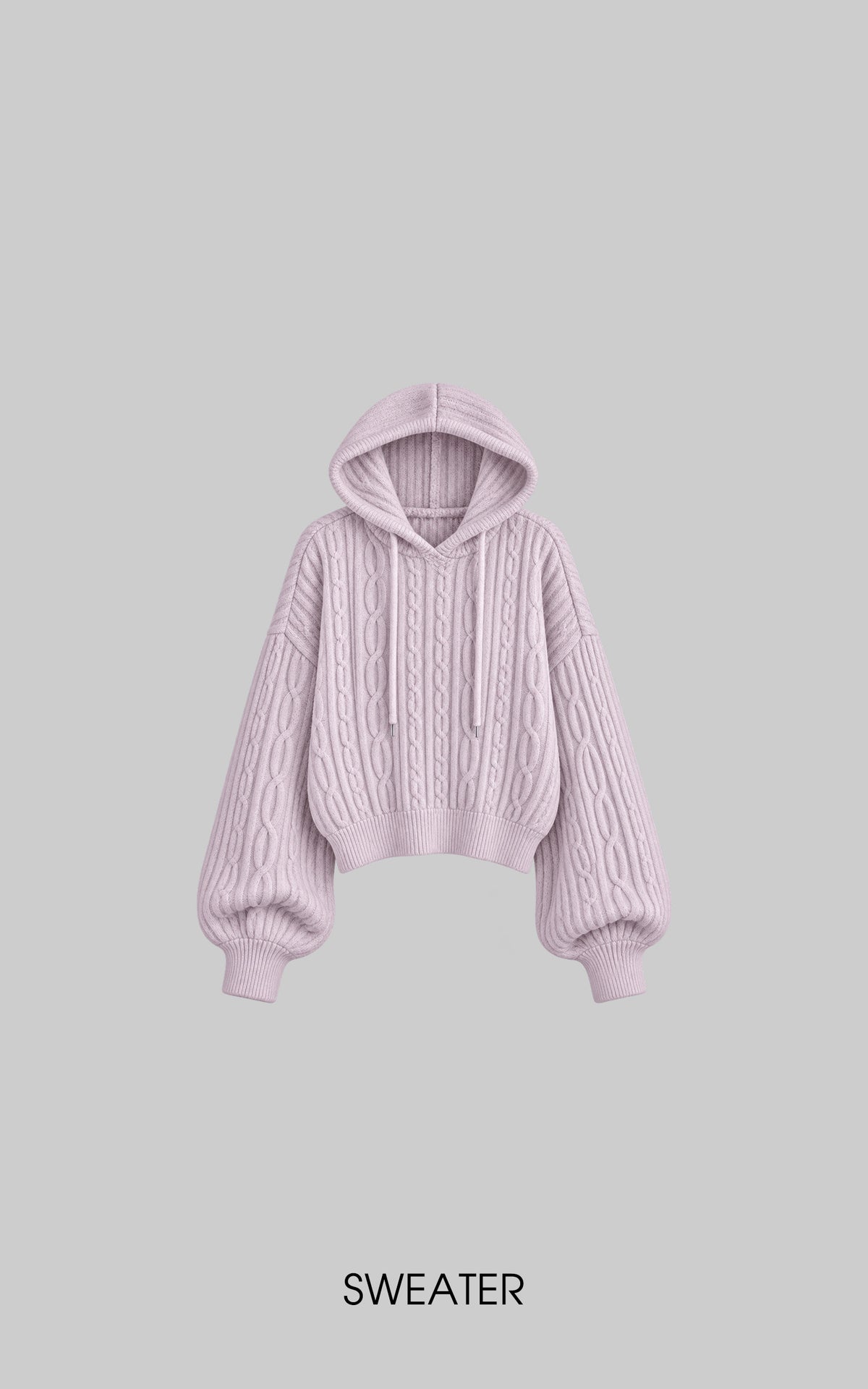WARDEN EDGE Dusty Pink Cable Knit Hooded Sweater and Shorts Set