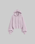 WARDEN EDGE Dusty Pink Cable Knit Hooded Sweater and Shorts Set