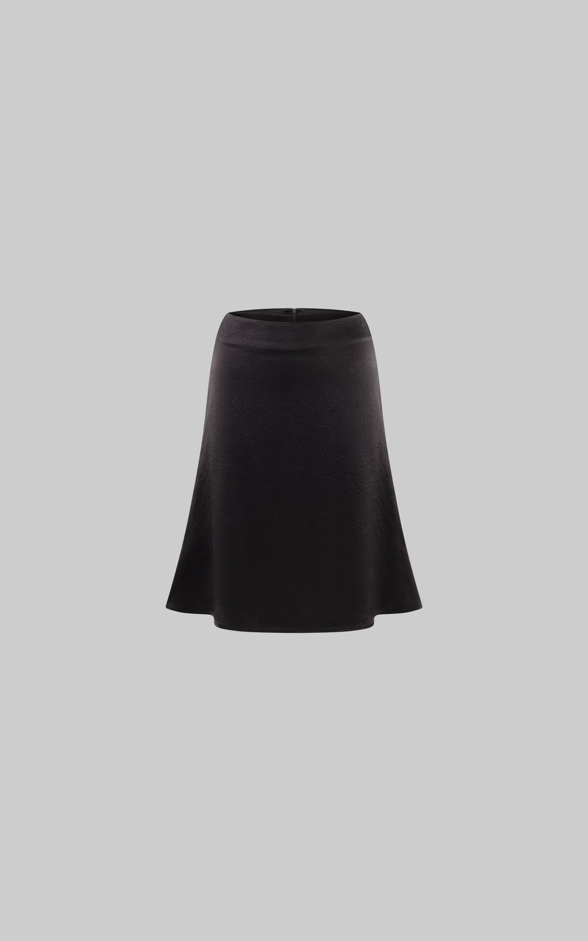 0122stepll Textured Satin A-Line Midi Skirt