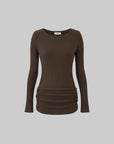 IAMXIAA Ruched Ribbed Longline Slim-Fit Knit Top