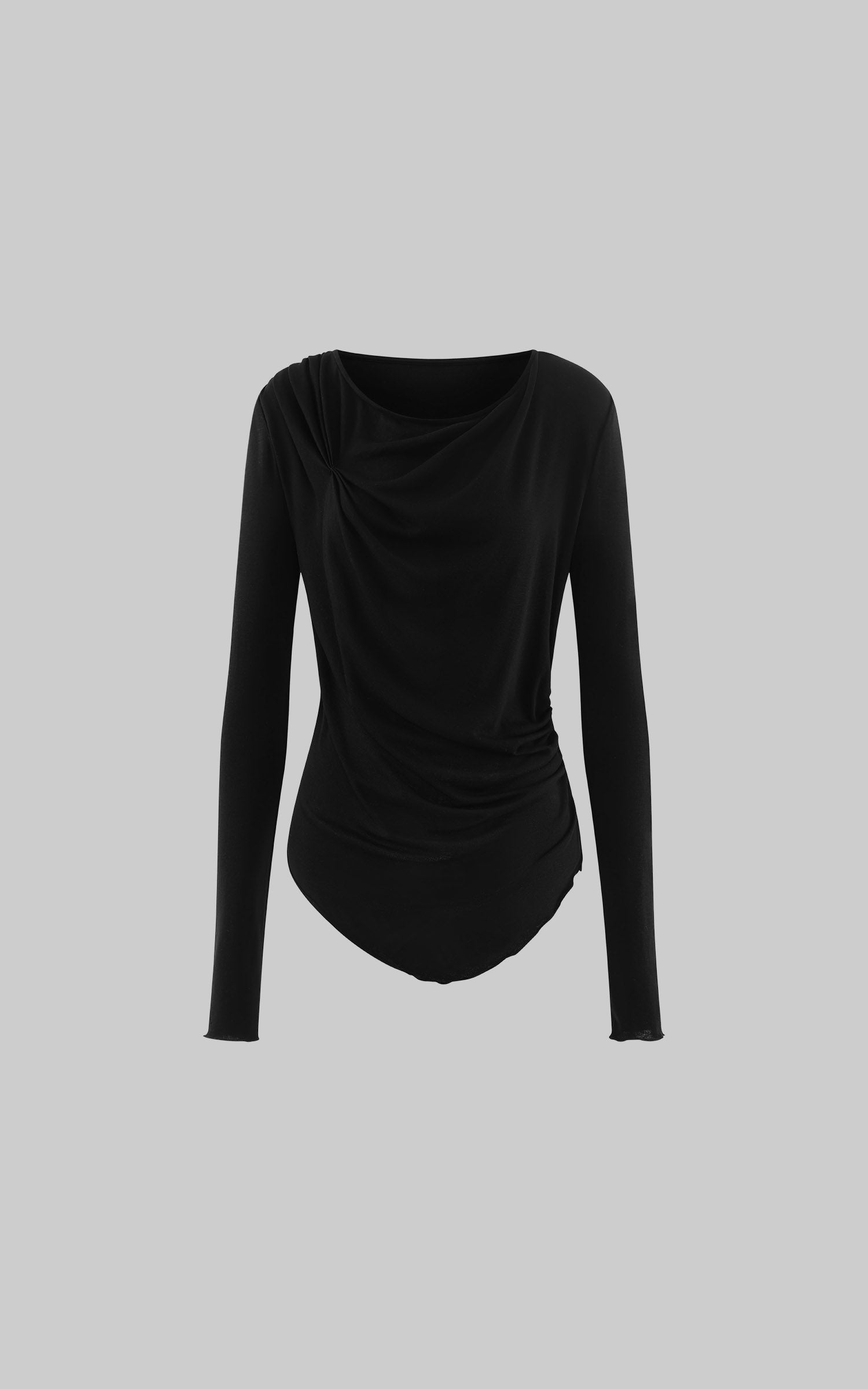 Rase le sol Asymmetric Draped Long-Sleeve Top