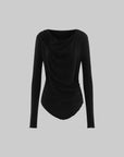 Rase le sol Asymmetric Draped Long-Sleeve Top