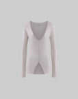 Rase le sol Sheer Ribbed Deep-V Long Sleeve Top
