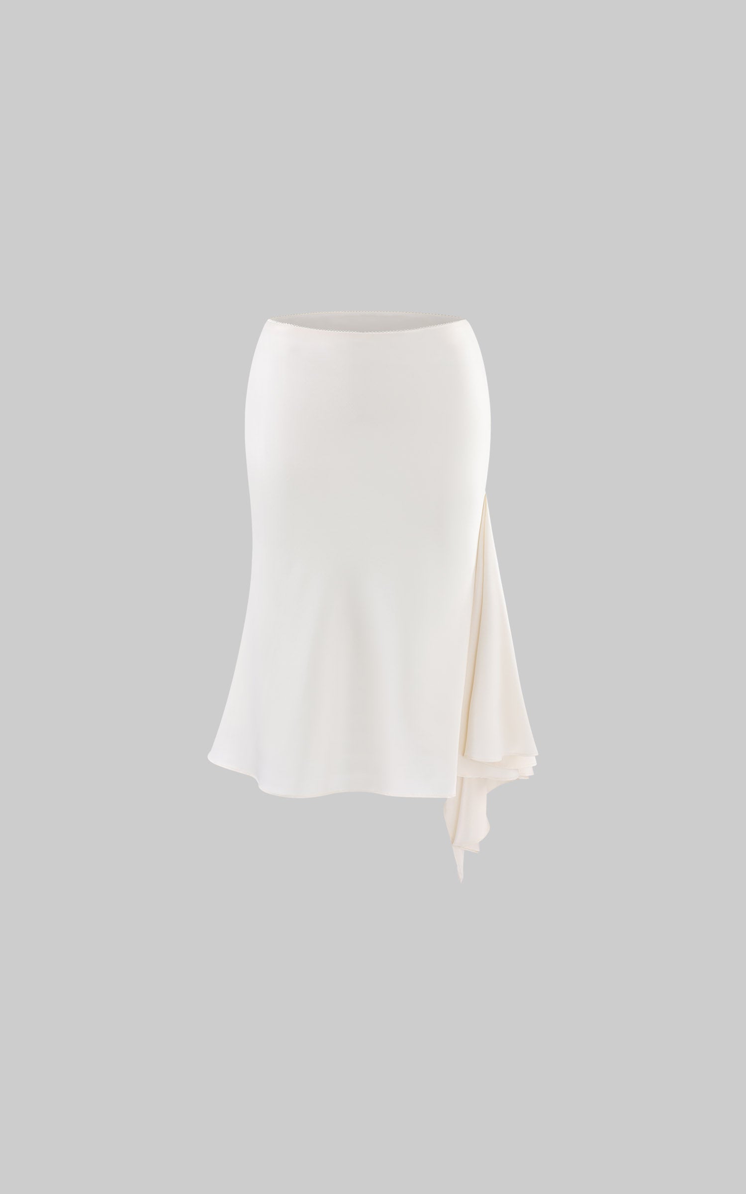 Hydrae Satin Asymmetric Midi Skirt with Draped Side Detail