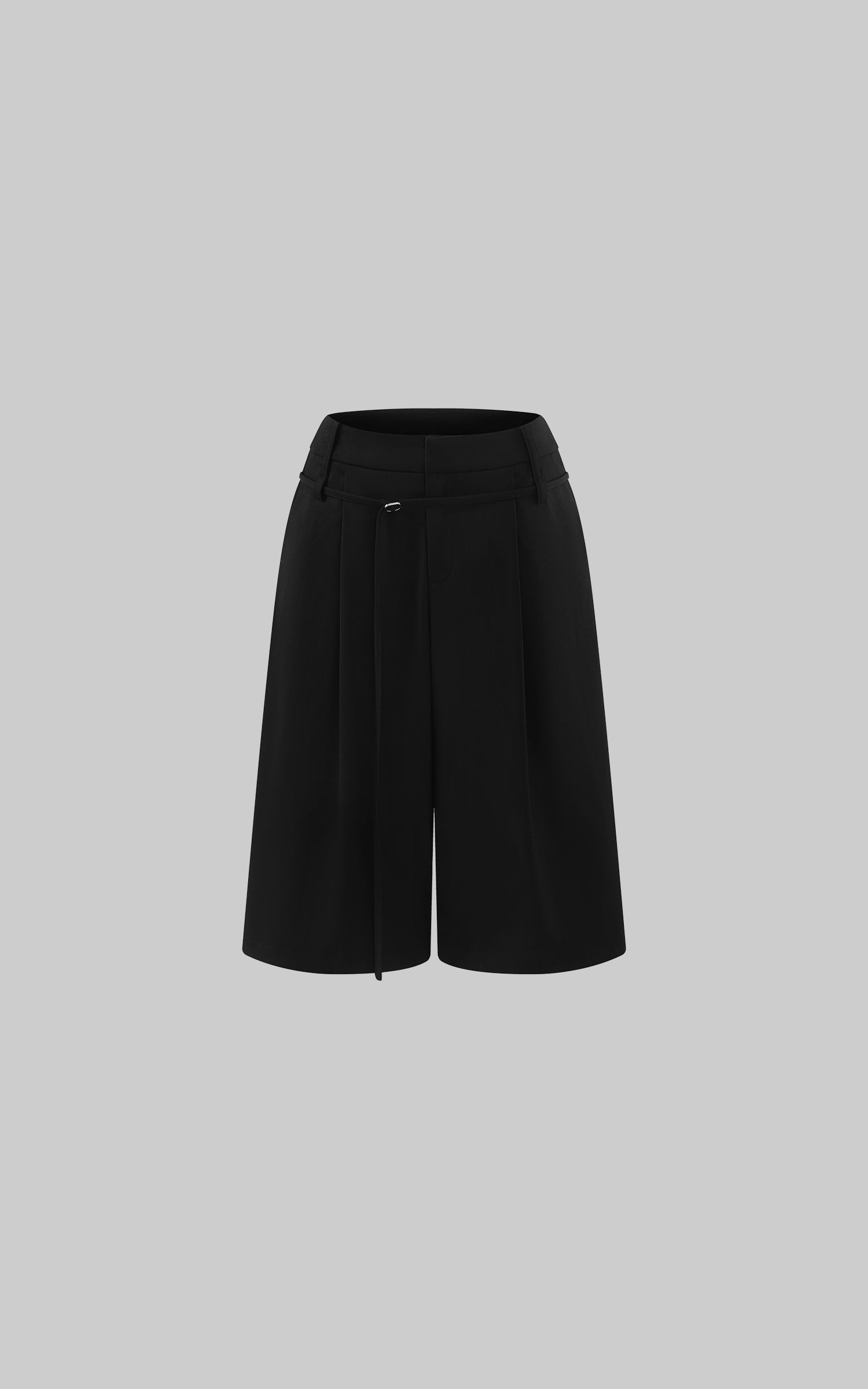 0122stepll Low-Rise Belted Wide-Leg Capri Pants