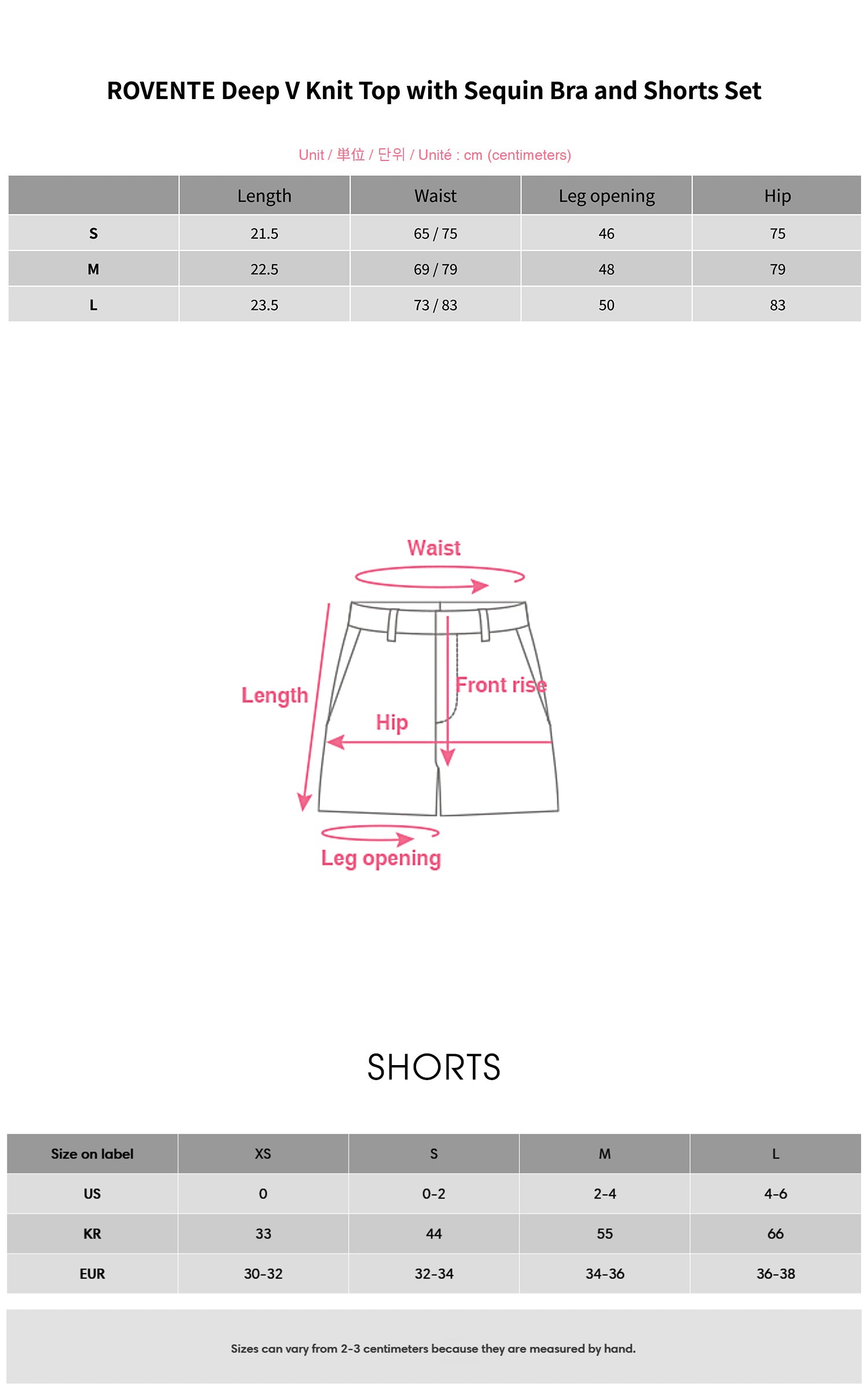 ROVENTE Deep V Knit Top with Sequin Bra and Shorts Set