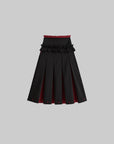 DOINDULGE Ruffle Waist Pleated Midi Skirt