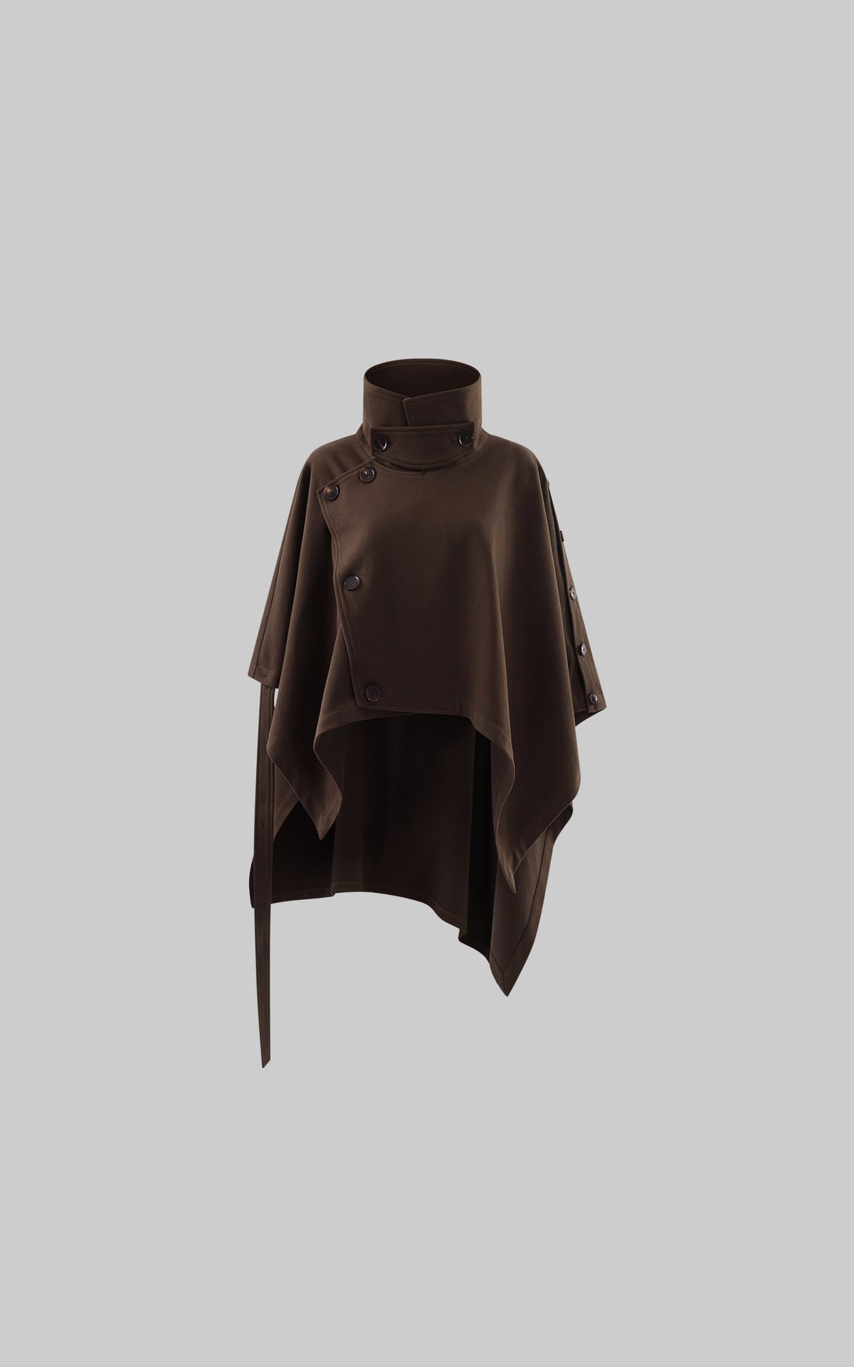 WARDEN EDGE Asymmetric High-Neck Draped Cape Top