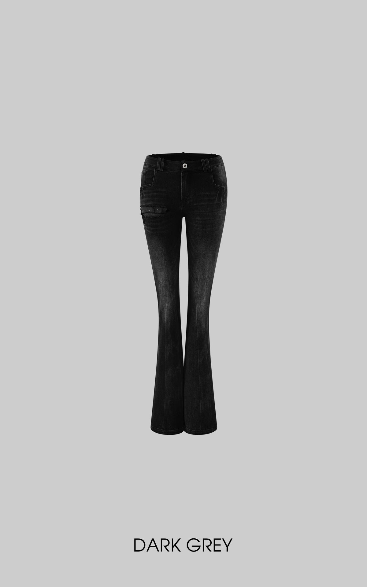Rase le sol Distressed Patch Flared Denim Pants