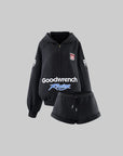 WARDEN EDGE Goodwrench Racing Oversized Graphic Zip Hoodie & Relaxed Shorts Set