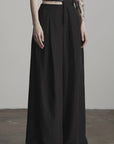DOINDULGE Structured Wide-Leg Pants with Textured Detail and Sculpted Waistband