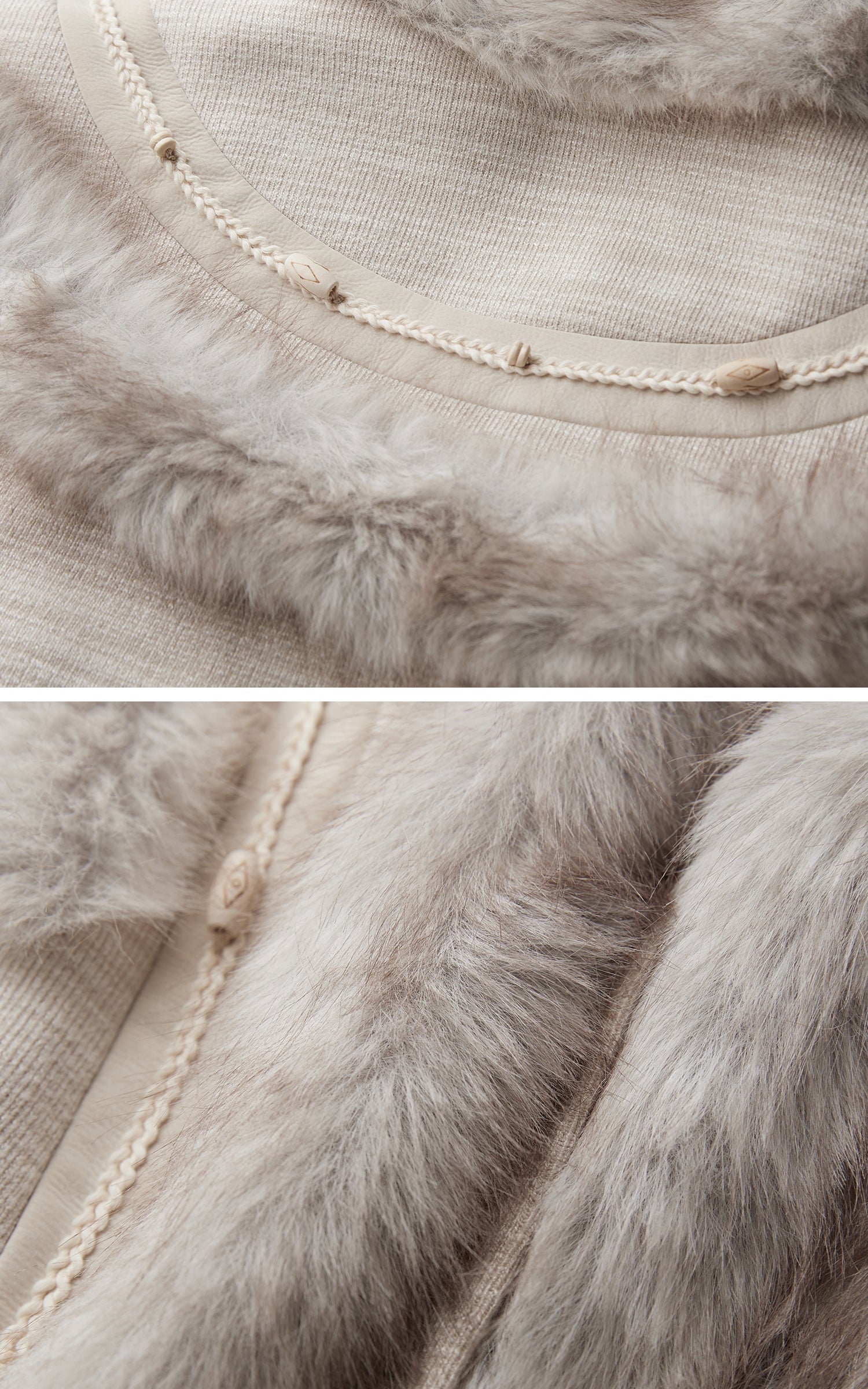 DOINDULGE Faux Fur-Panel Textured Jacket