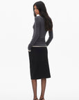 0122stepll Scoop Neck Button-Front Slim-Fit Long Sleeve T-Shirt