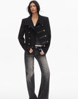 0122stepll High Collar Cropped Military Jacket