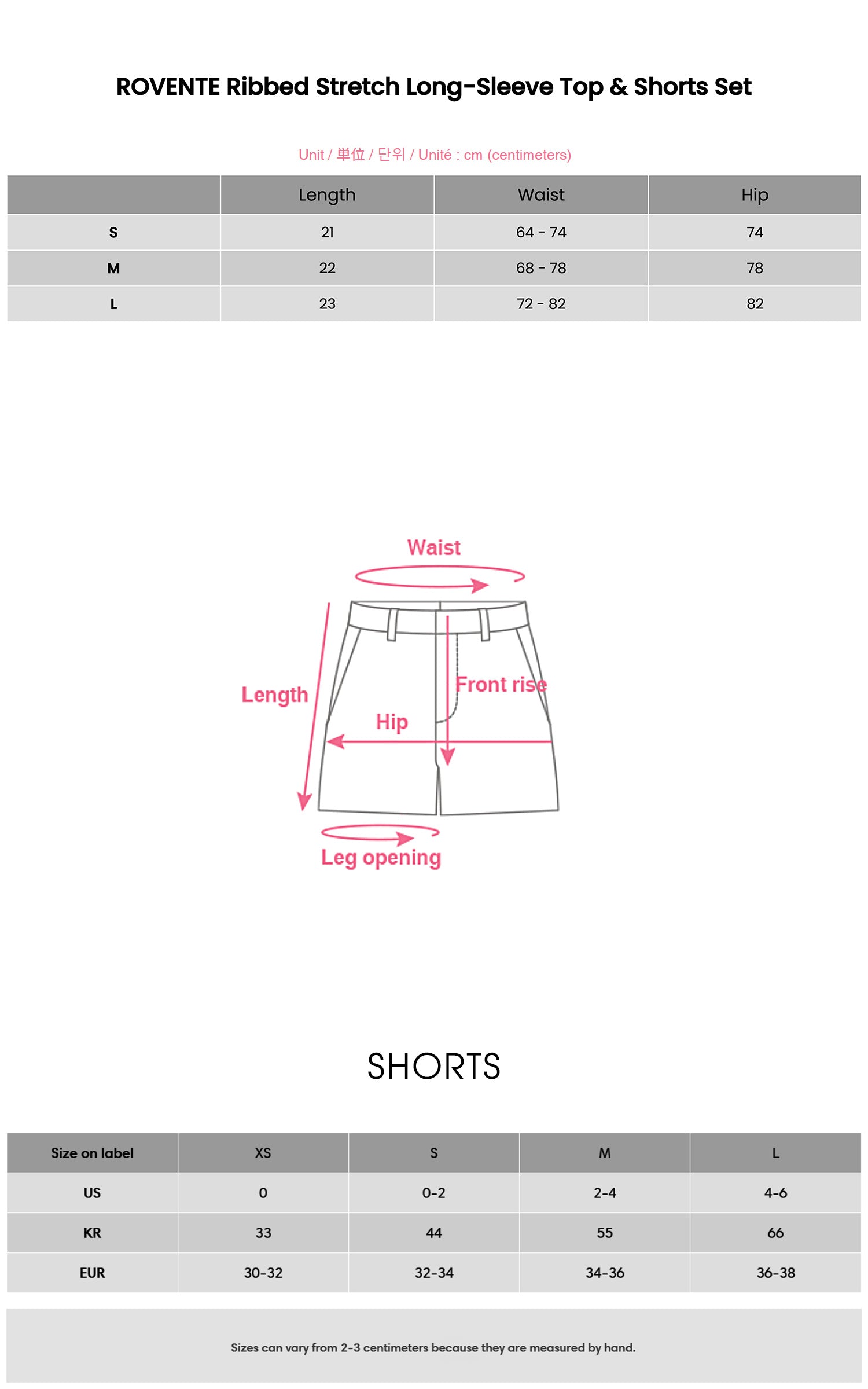ROVENTE リブストレッチ長袖トップ &amp; ショートセット