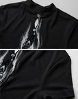 DOINDULGE Mock Neck Keyhole Fitted T-Shirt