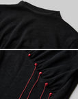 DOINDULGE Mock Neck Ruched Knit T-Shirt