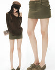 IAMXIAA Military Button Low-Rise Mini Skirt