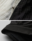 DOINDULGE Pleated Hooded Sheer Layered Outerwear