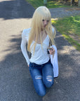 Rase le sol Twisted V-Neck Fitted Long Sleeve Top