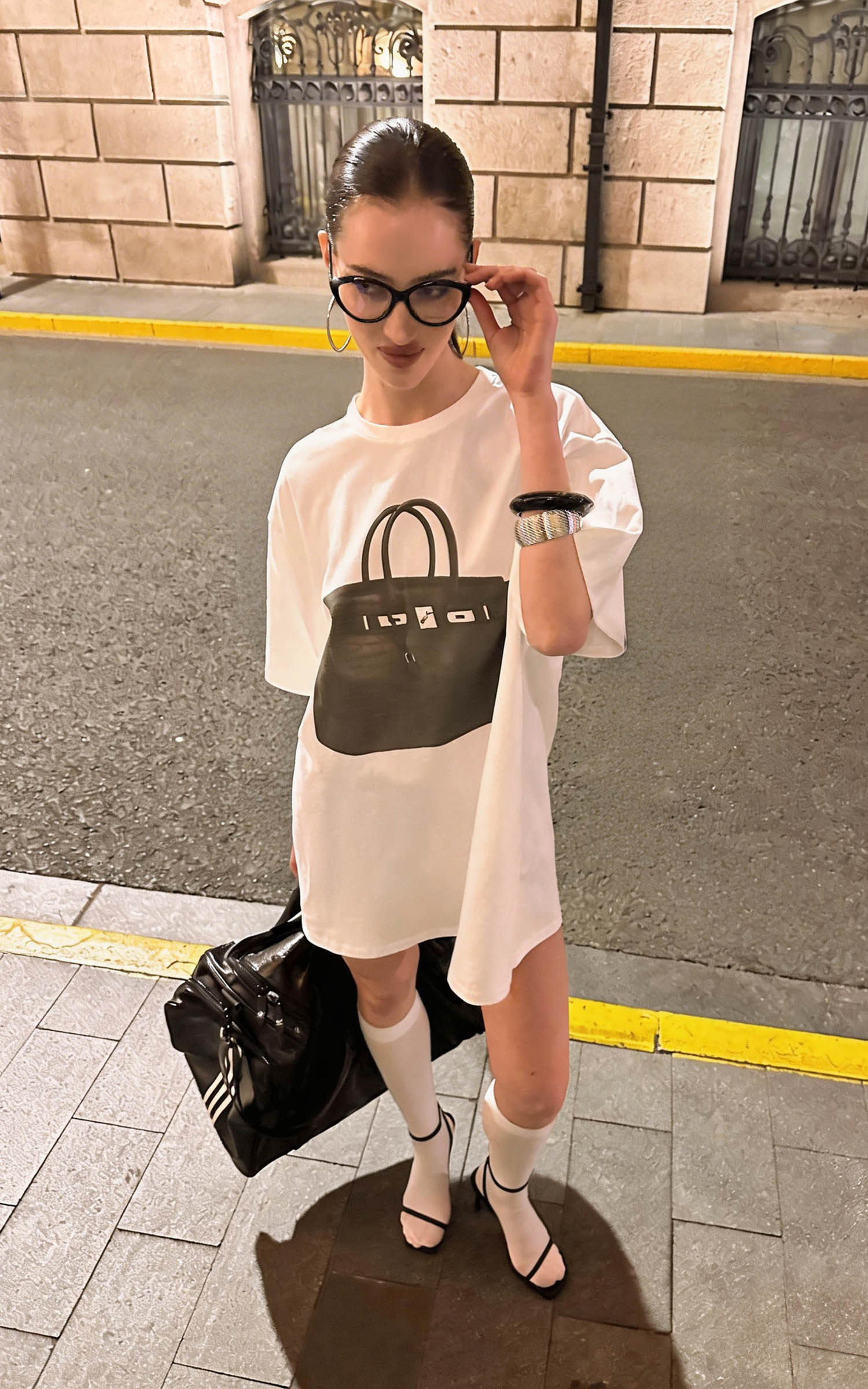 0122stepll T-shirt oversize à imprimé sac