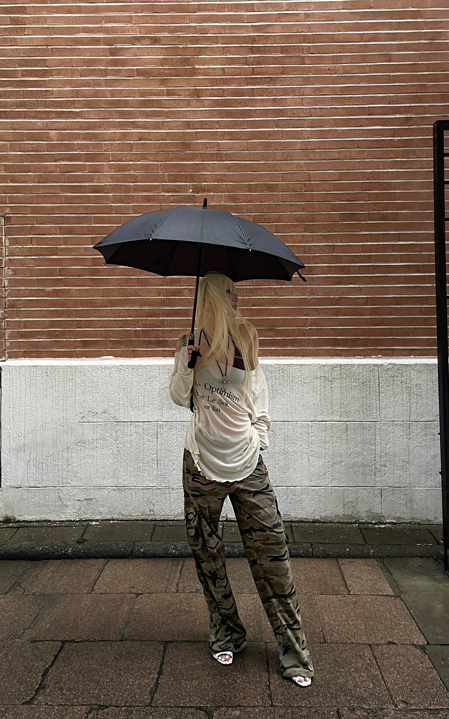 Rase le sol Gathered Cargo Pocket Camouflage Wide-Leg Pants