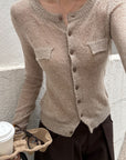 Rase le sol Fitted Button-Up Knit Cardigan