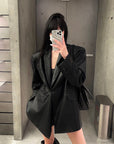 0122stepll Blazer Surdimensionné en Similicuir