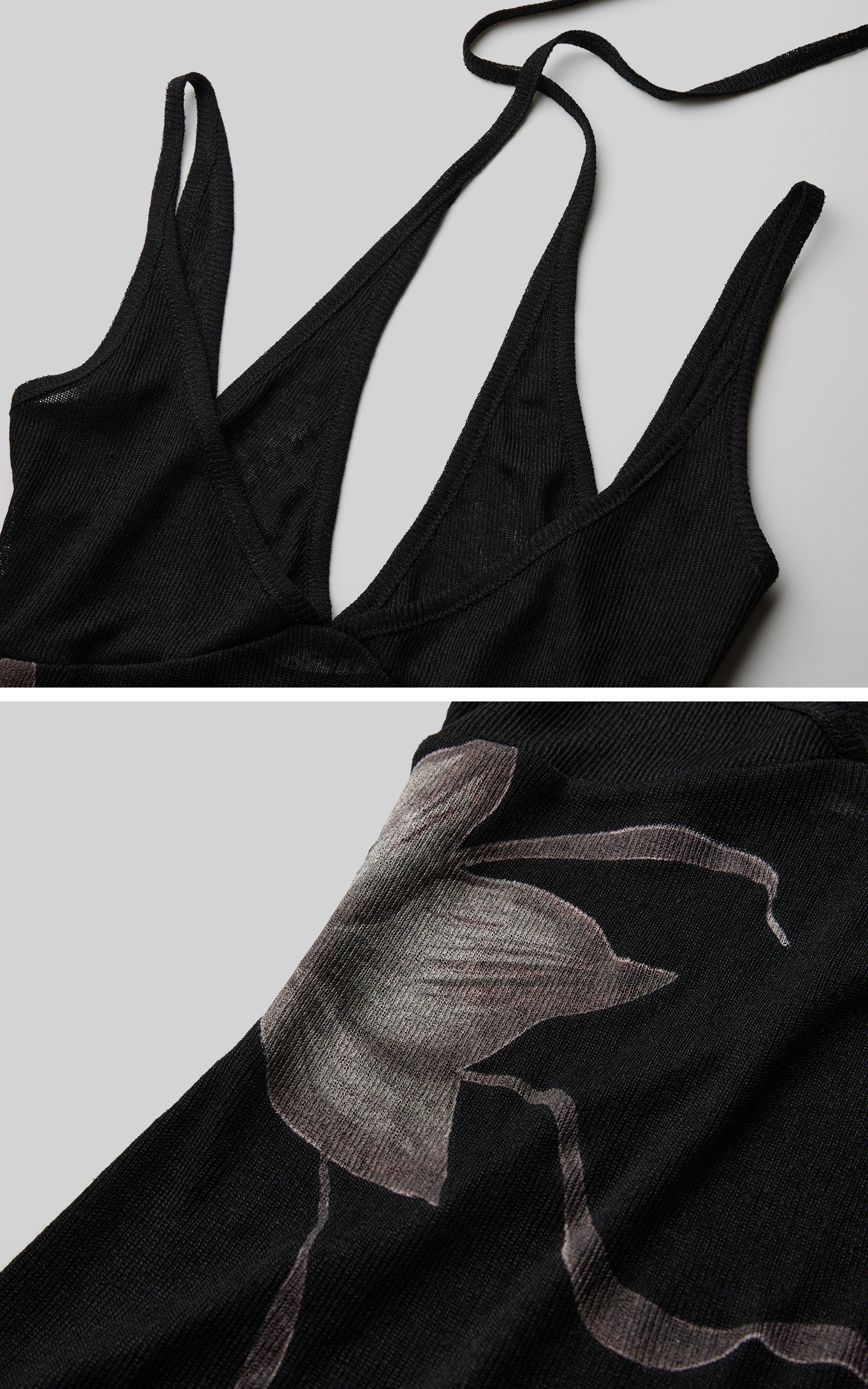 DOINDULGE Faux Layered Halter Strappy Knit Tank Top