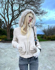Rase le sol Fur-Trimmed Sculpted Hooded Jacket