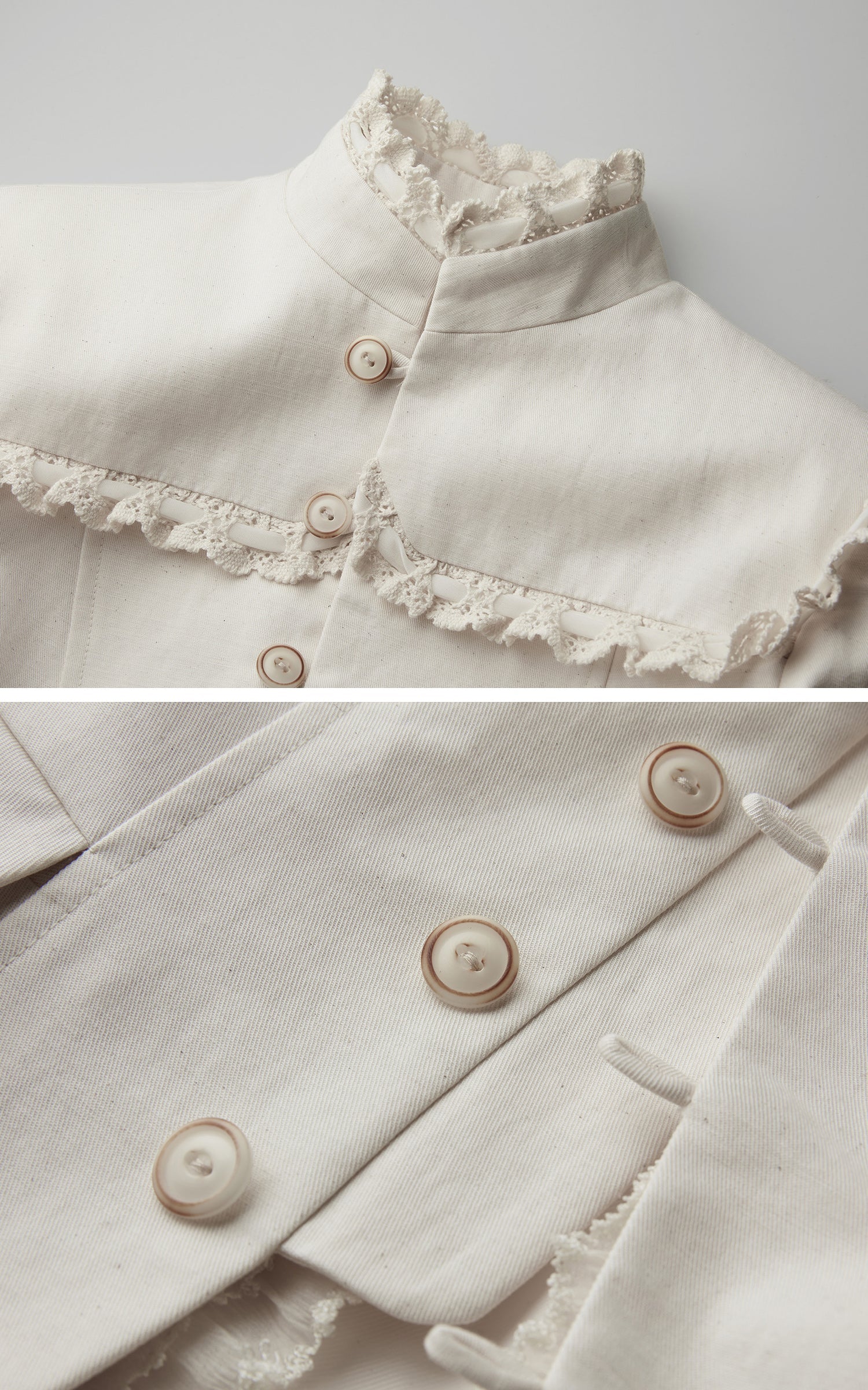 DOINDULGE Lace-Trim High-Neck Fitted Jacket