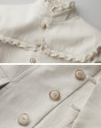 DOINDULGE Lace-Trim High-Neck Fitted Jacket