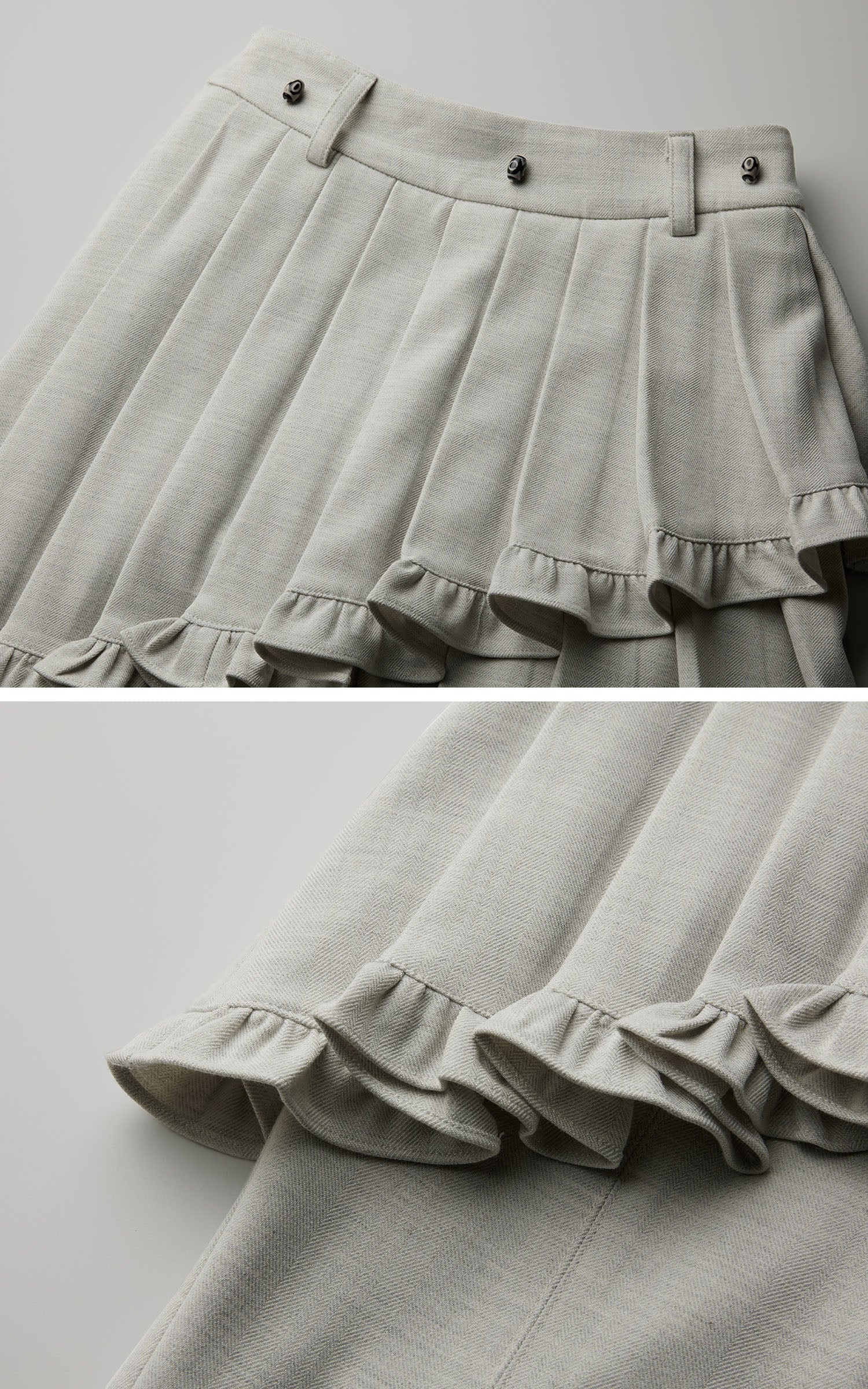 DOINDULGE Layered Pleated Panel Flared Trousers