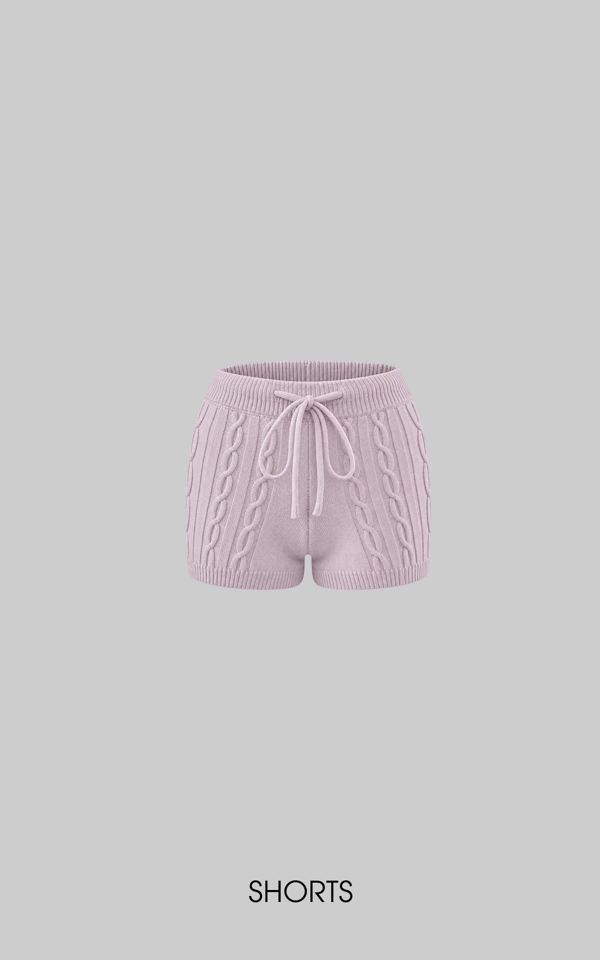 WARDEN EDGE Dusty Pink Cable Knit Hooded Sweater and Shorts Set