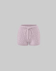 WARDEN EDGE Dusty Pink Cable Knit Hooded Sweater and Shorts Set