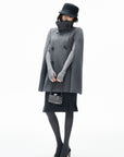 IAMXIAA Sculpted High-Neck Double-Breasted Cape Coat with Open Arm Slits
