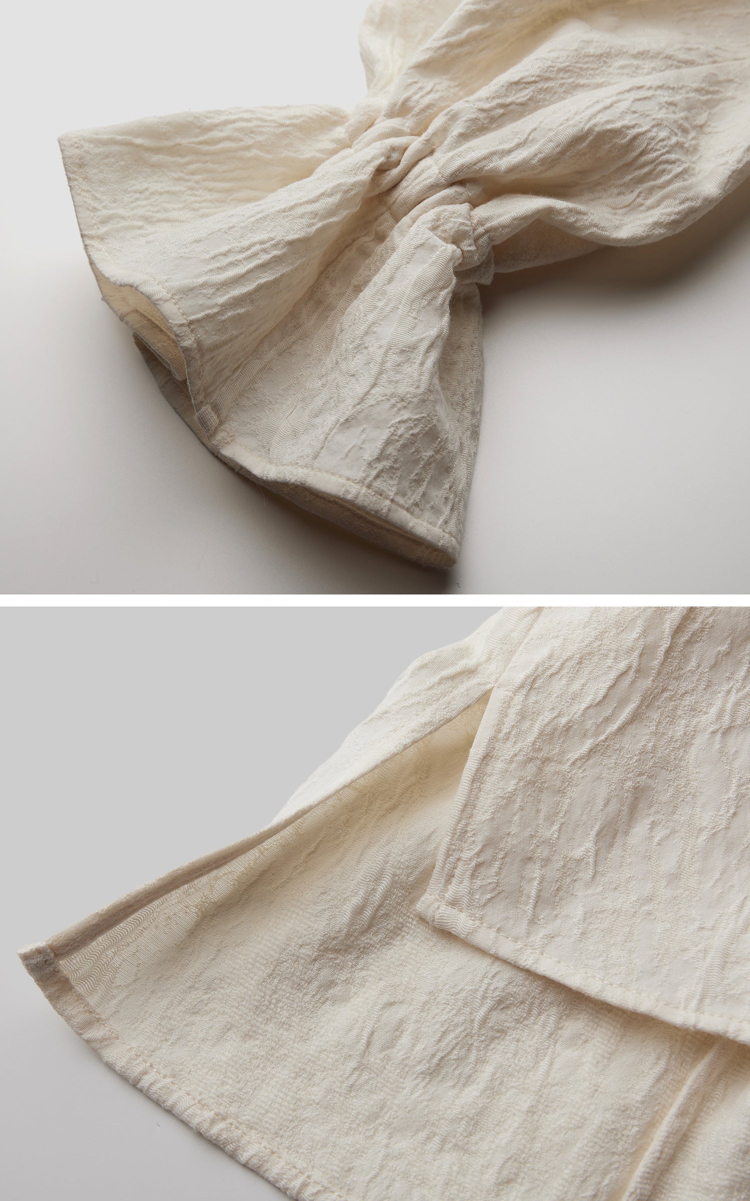 DOINDULGE Textured Gathered Sleeve Blouse