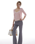IAMXIAA Striped Cami and Cardigan Set with Lace Trim