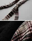 DOINDULGE Panelled Wool Skirt with Braided Trim and Tartan Inserts